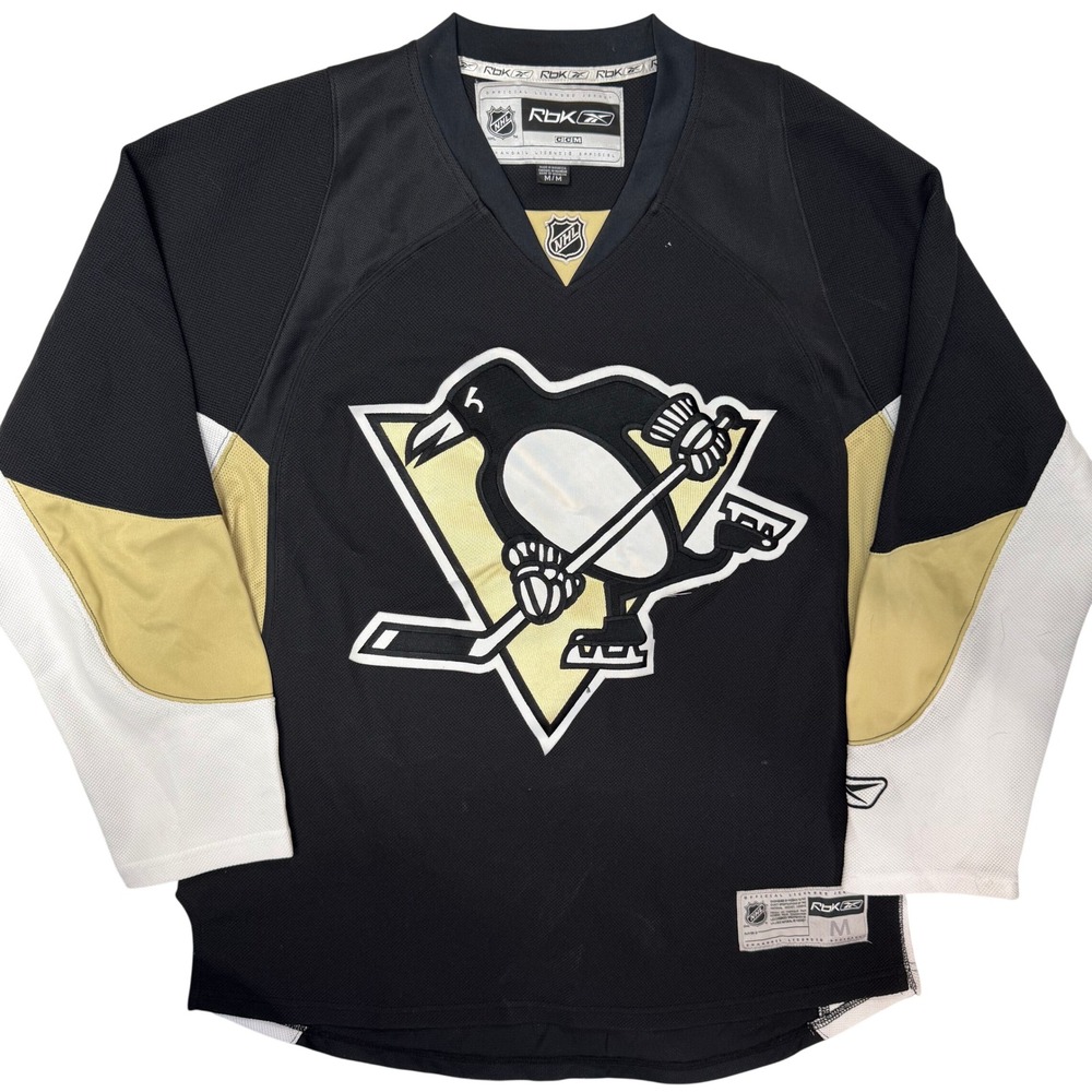 Reebok Pittsburgh Penguins NHL Jersey Mens Medium Black Stitched Logo Hockey